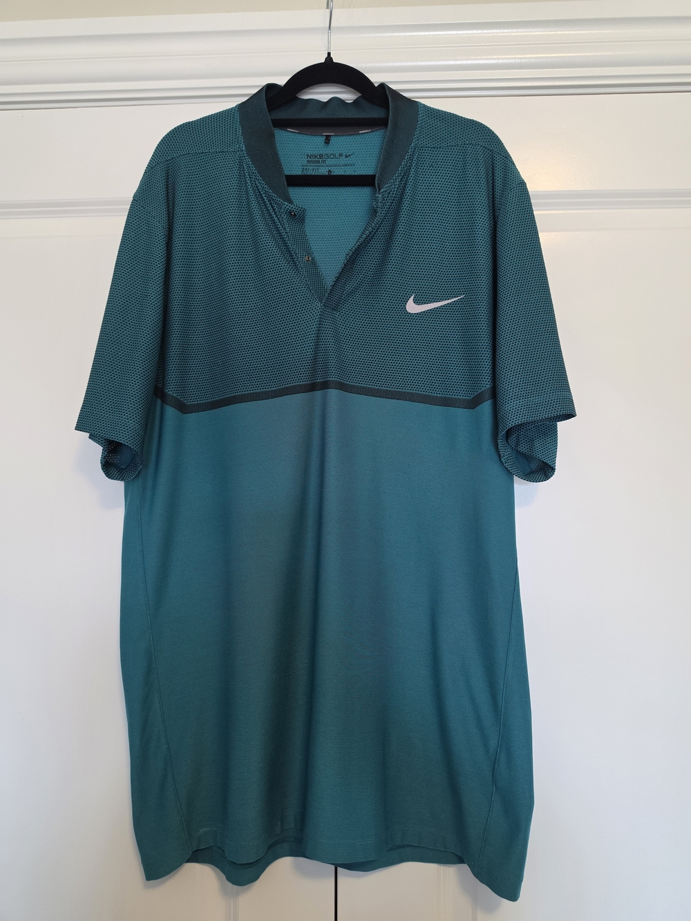 NIKE GOLF MODERN FIT DRI-FIT BLADE COLLAR POLO SHIRT TEAL MEN'S XL